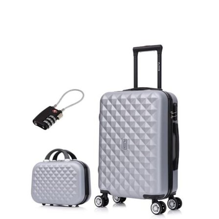 Kabine Kuffert 55x35x25cm med Toilettaske | CELIMS Urban Kuffert | ABS | Lås | 4 Hjul 360 | Grå