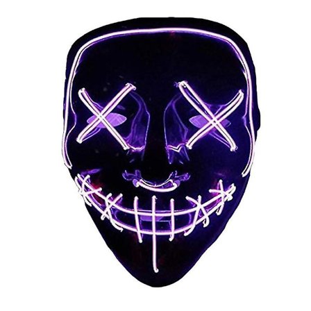 Led-mask, The Purge-mask, Halloween-mask Led, Led-mask med blixtlägen för fest Halloween