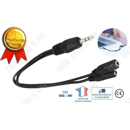 Lydfordmixer - TD - Dobbelt jack - 3,5 mm jackstik - Dobbelt koaksialkabel - Sort