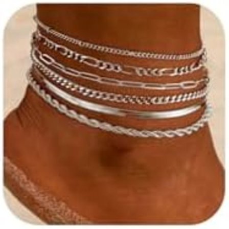 Ankelkæder til Kvinder 14K Ægte Guld Sølvbelagte Ankelkæder Trendy Vandtætte Boho Ankelkæde Sæt Justerbare Stilfulde