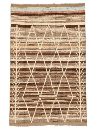 Anudada A Mano Berber Style Alfombra 193X295 De Lana Marrón/Naranja