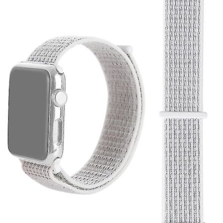 Enkelt mode nylon klockarmband med magisk sticka kompatibel med Apple Watch serie 3 och 2 och 1 42 mm (Silver)