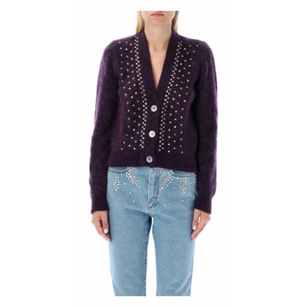 Alessandra Rich Stickat lila, Dam Koftor, Dam, Storlek: XS