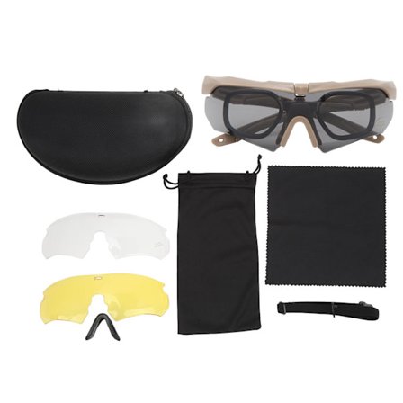 Skytebriller UV-beskyttende Utendørs Militære Briller Vind- og Støvtette Halvramme Motorsykkelbriller Øyevern for Menn Kvinner Khaki