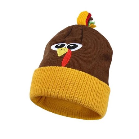 Stickade kalkonmössor för roliga Thanksgiving-dagen Huvudbonader Skull Caps Streetwear Beanies Skull Caps Thanksgiving Kalkon Beanies
