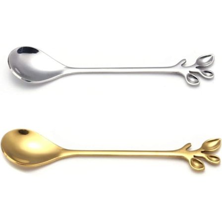 Kaffeskjeer, rustfritt stål bladformede håndtak kaffeskjeer