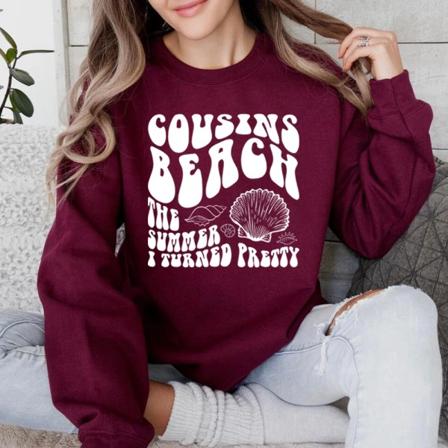 Cousins Beach Sweatshirt Retro Kesä Minusta tuli kaunis Cousins Beach North Carolina -huppari Jeremiah Fisher Tv Show -huppari Burgundy S