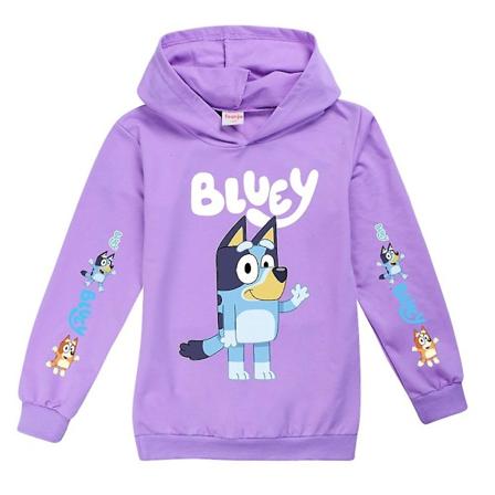 Bingo Bluey hettegenser med tegneserietrykk for barn, avslappet genser, lilla Purple 13-14 Years