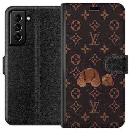 Kompatibel Tegnebogsetui til Samsung Samsung Galaxy S21+ 5G Luksuriøst monogrammønster med knust bamse i mørk modeæstetik