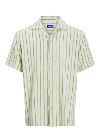 Jack & J S Jorcoba Stripe Resort Shirt Ss Sn Beige