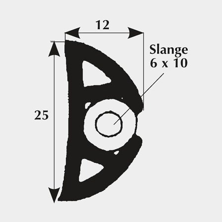 Fenderlist 25x12mm svart, 50m