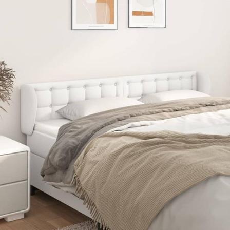 Vidaxl Huvudgavel Med Kanter Rosa 183x23x78/88 Cm Konstläder Vit