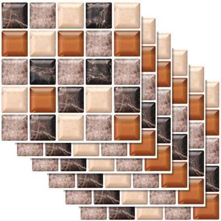 12 Stykker 20x20cm (Mosaikk Kaffe Grå) Selvklebende Fliser Klistremerker