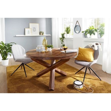 Rootz Spisebord - Rundt Spisebord - Massivt Træ - Træ Spisebord - Køkkenbord - Brun - Ø 120 cm