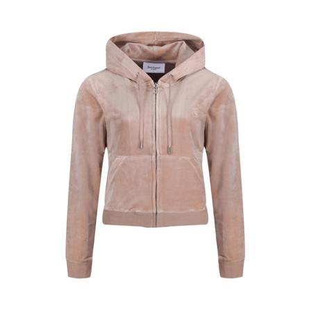 Juicy Couture, Robertson Velour Zip Hoodie Beige, Dames, Maat:M,polyester