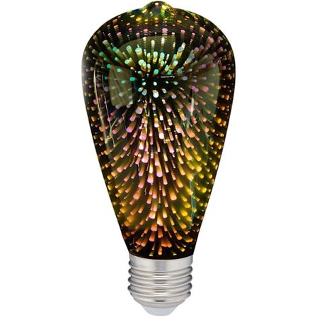 Fyrværkeri Pære, E27 4W Vintage Edison Dekorativ 3D Stjerneeffekt LED Pære Sølvglas Filament Pære, Stjerneskær Dekoration