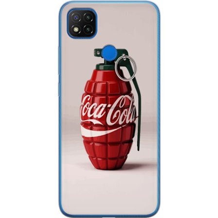 Kompatibel Mobilcover til Xiaomi Xiaomi Redmi 9C Kunstnerisk illustration af Coca Cola granatæble i rødt og grønt, pop art inspireret motiv med leg