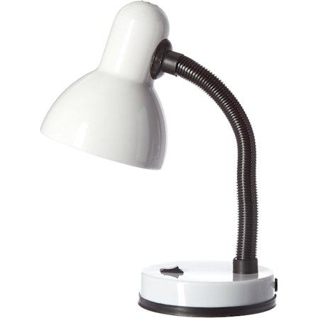 Enkel design basmetall slang hals bordslampa, vit (utan glödlampa)