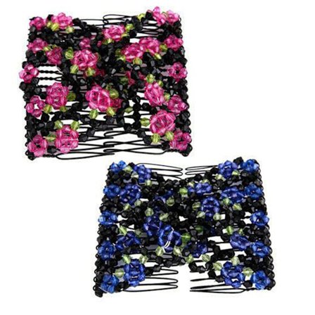 2 ST Dubbla Hårkam Hårkammar Clips Magic Beads