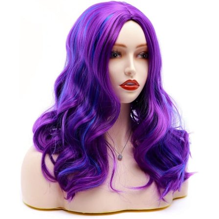 Feirrty Mal peruk for barn jenter blå blandet lilla parykk