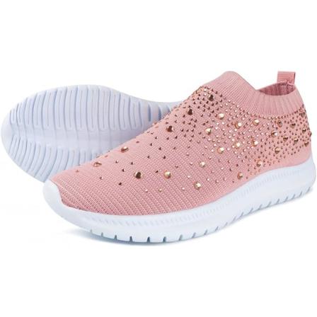 Kvinners krystall pustende ortopediske slip-on gåsko, ultralette pustende buesupport sneakers, 42