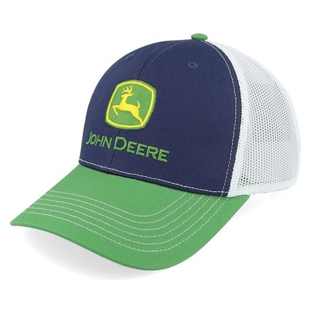 John Deere - Modrá trucker Kšiltovka - Logo Embroidery White/Black/Green Trucker @ Hatstore