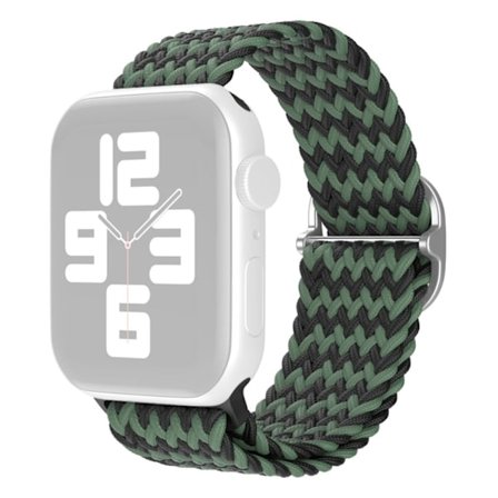 Klockarmband i nylon för Apple Watch (45 mm) - Svart / Grön