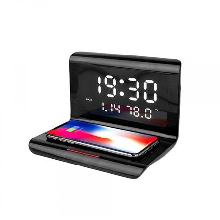 Cht-3 i 1 trådløs opladningsur kalender multifunktion type-c digitalt alarmværktøj