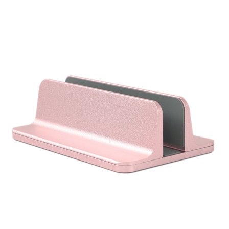 Vertikal Laptopstativ i Roséguld, Justerbart Laptopstativ i Aluminium för MacBook Pro/Air, iPad, Surface, HP, Lenovo, surfplatta och andra