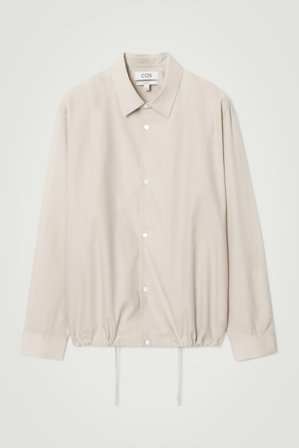 COS Men's Relaxed Drawstring Cotton Shirt in Beige