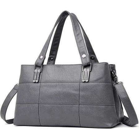 Håndvesker for Kvinner Topphåndtak Lær Skulderveske Crossbody Vesker Dame Tote Messenger Designervesker (Grå)
