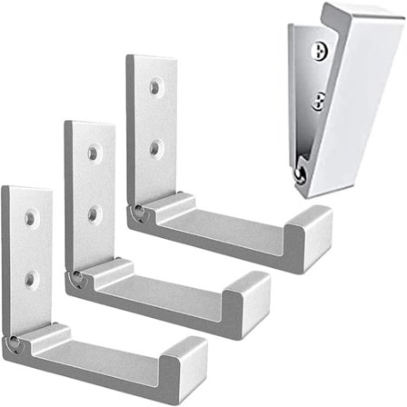 Sæt med 4 foldbare vægmonterede knager - usynlige knager, aluminium