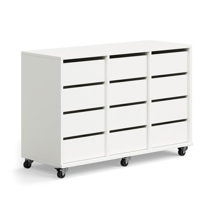Student storage CASPER, 12 drawers, white