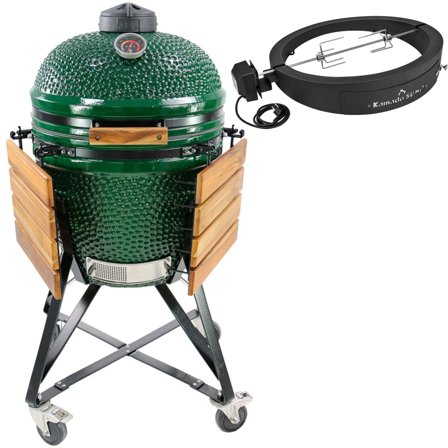 Kamado sumo SUMO Midi + Grillmesterens rotisseri og pizzaovn, grønn