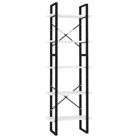 vidaXL Bokhylla med 5 hyllplan vit 60x30x175 cm konstruerat trä