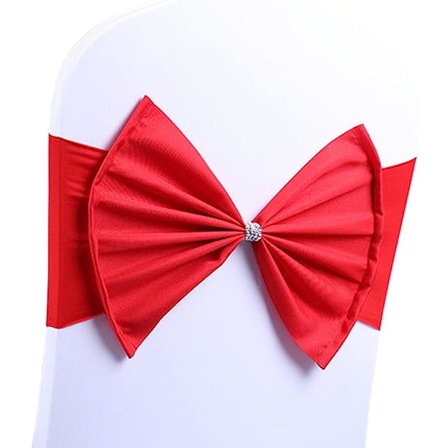 10 kpl Tuolin rusettinauhat Stretch-tuoliverkot Hääjuhlatuolinauhat Solmionauhat juhlaseremoniaan Juhlahotellitapahtumien koristeet (punainen)