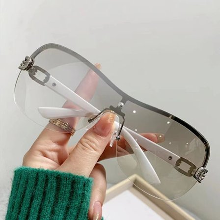 New Punk One Piece Sunglasses New Woman's Rimless Sun Glasses Woman Y2k Spicy Girl Shades Eyewear UV400 Designer Gafas De Sol