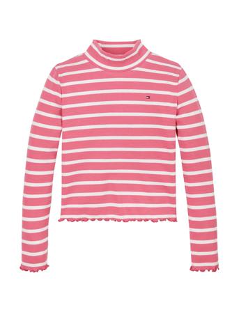 Mock Neck Rib Top Ls Tops T-shirts Turtleneck Pink Tommy Hilfiger