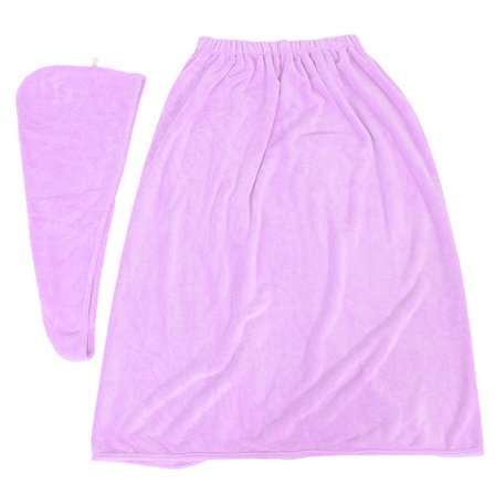 Mjuk Mikrofiber Kroppsinpackningsset för Kvinnor med Hårtorkningsmössa Ljuslila Badrock för Skönhetssalong