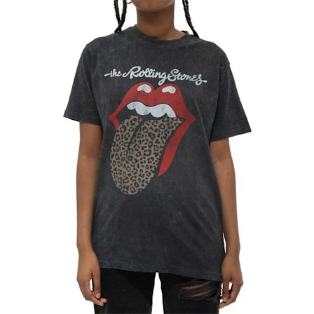 The Rolling Stones Unisex Vuxen Leopard Tongue Acid Wash T-Shir