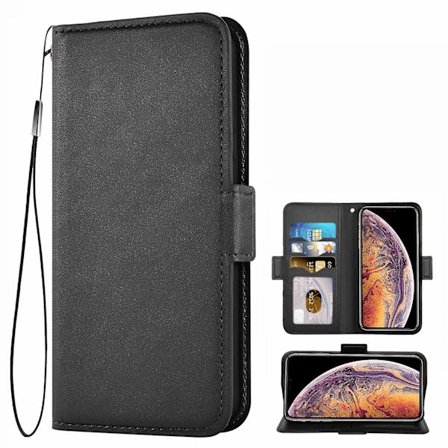 Telefoncover, wallet cover, lædercover Auto Wake/sleep, trådløs opladning, støttefod, kortpladser, flipcover kompatibelt med iPhone Xs