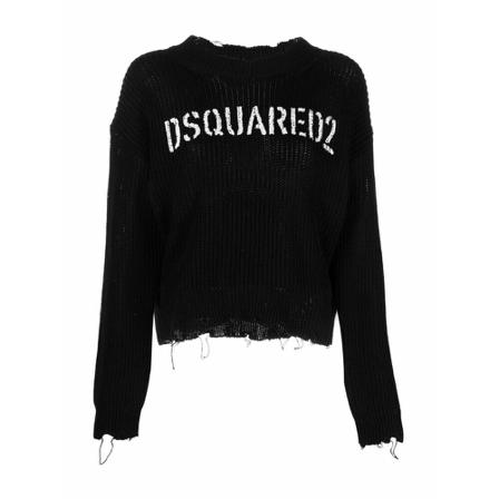 Dsquared2 Round-neck Strik Sort, Dame Striktrøjer
