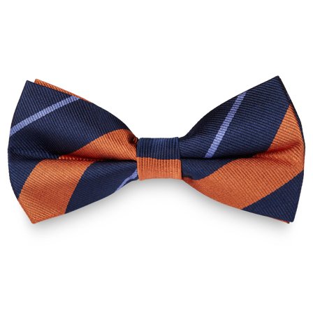 Orange & Pastel Blue Stripe Navy Silk Pre-Tied Bow Tie for Men - Pre-tied bow ties