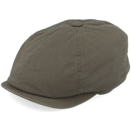 Stetson - Grön flatcap Keps - 6-panel Cap Cotton Twill Military Olive Flat Cap @ Hatstore