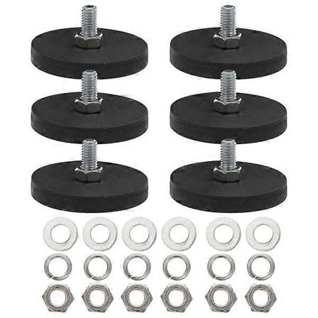 6 stk. Magnetisk Bilholder Runde Magneter Nummerplade Magnet Gummi Belagte Monteringsmagneter Gummi Belagt Magnet