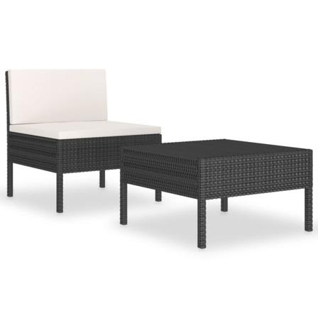 Vidaxl Loungeset För Trädgården Med Dynor 2 Delar Konstrotting S Svart
