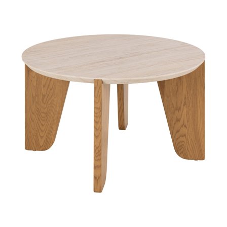 Dockland Couchtisch, Ø80cm x 45cm, Skandinavisches Design in Eiche Natur Optik, runder Wohnzimmertisch mit stabilen Beinen und Holzmaserung.