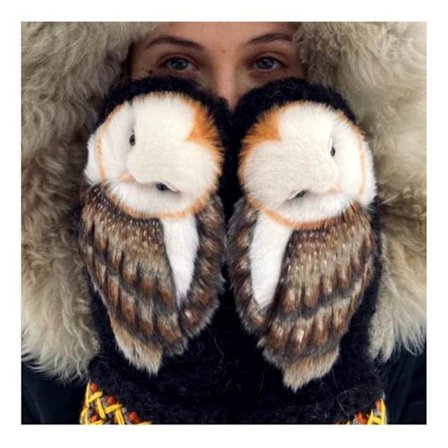 Ugglavantar Ullstickade handskar, vinterhandskar för kvinnor tjejer