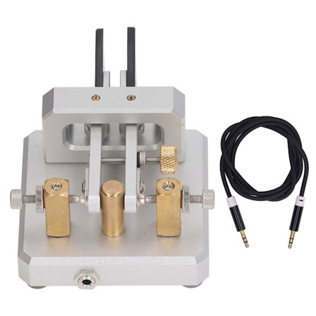 Morse Code Key Dobbel Padle Automatisk CW Kortbølge Telegraf Tapper Trening Sølv