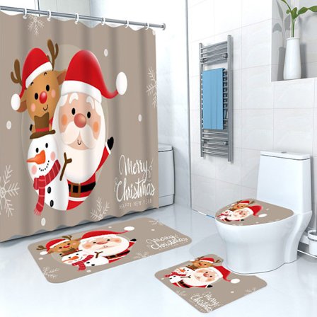 4-pack Julduschsärd, Vattentät, Hålfri, Duschdraperi Set, Toalettpartition, Duschtelt, Duschöverdrag, Badrumsdraperi (med Krokar)